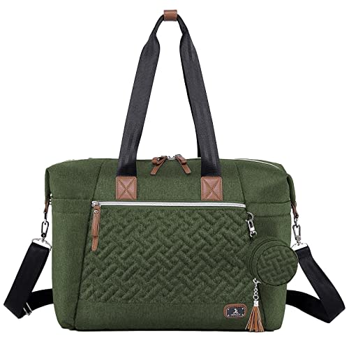 Dikaslon Diaper Bag Tote, Large Travel diaper tote for Mom and Dad, Multifunction baby tote bag for Boys and Girls with Pacifier Case and Changing Pad, Olive Green