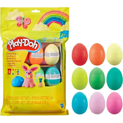 Play-Doh Easter Eggs Bag 9 Pack, 2 Ounces Each, Assorted Colors, Preschool Crafts for Kids 2 Years and Up, Easter Basket Toys