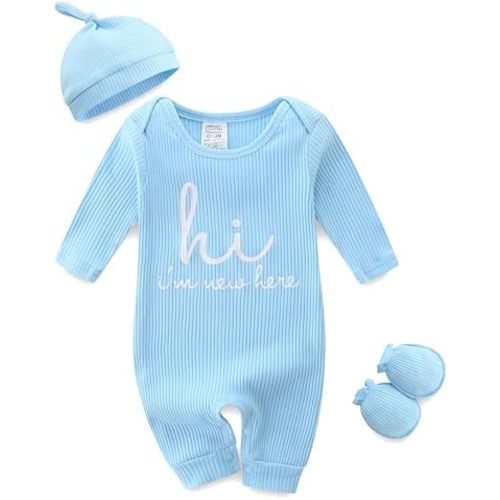 Newborn Baby Girl Clothes Boy Onesies Ribbed Romper Coming Home Outfits Letter Print 0~3Months Bodysuit