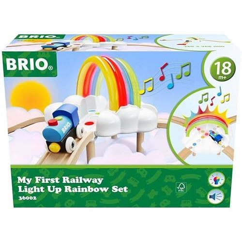Brio My First Railway Light Up Rainbow Set - Interactive Learning Toy | FSC-Certified Materials | Child-Friendly Design | Safety Tested | Age-Appropriate Play