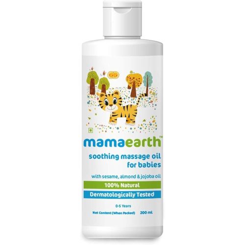 Mamaearth Soothing Massage Oil for Babies | Long Lasting Moisturization with Sesame, Almond & Jojoba Oil | Nourishes & Keeps Skin Soft & Supple | Gentle & Baby Safe | 6.76 Fl Oz/200ml