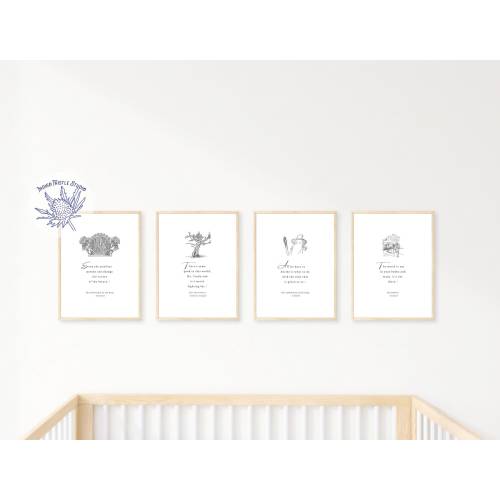LOTR Nursery Book Page Prints, Oversized Page, Boho Kids Wall Decor, Nursery Wall Art, Hobbit Nursery Decor, Fantasy Woodland, Tolkien