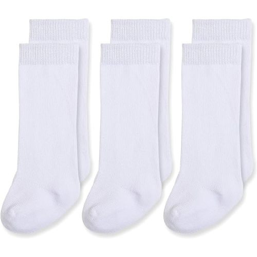 EPEIUS Baby Knee High Socks Seamless Baby Socks Solid Cotton Stockings for Boys/Girls 0-3/3-6/6-12/12-24 Months 3 Pack - 3-6 Months - White,3 Pairs