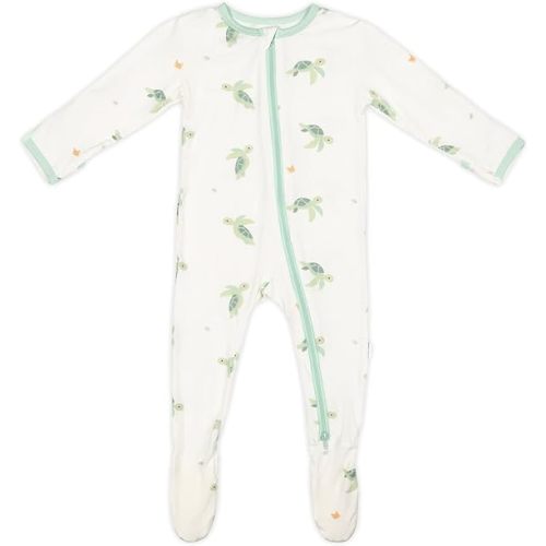 Soft Baby Bamboo Viscose Footie Pajamas, Zipper Closure, 0-24 Months - 9-12 Months - Turtle