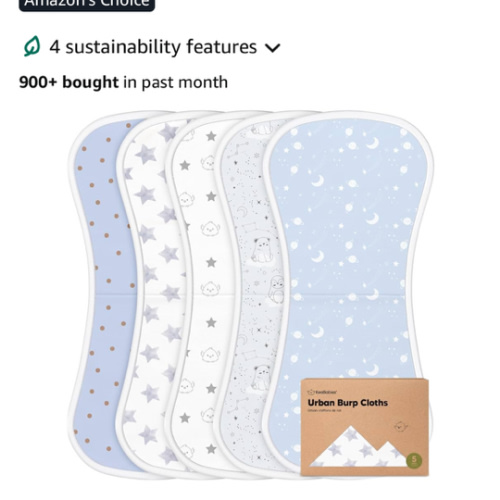 Organic Burp Cloths Baby Boy & Girl - 5-Pack Super Absorbent Cotton Burping Cloths for Babies, Soft & Plush Newborn Spit Up Rags, Infant Towels for Milk Spit Up, Unisex, Large 21" x 10"(Constellation)