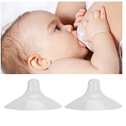 Finever Nipple Shields for Nursing Newborn for Women Breastfeeding Baby Premium Contact Nippleshield for with Latch Difficulties or Flat or Inverted Nipples Clear Color 1 Pair