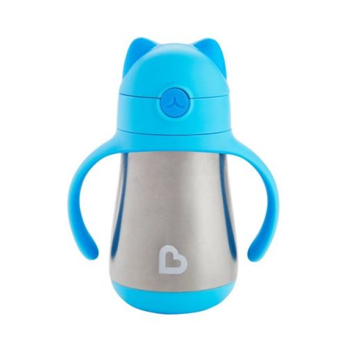 Munchkin Cool Cat Stainless Steel Straw Cup - Blue - 8oz