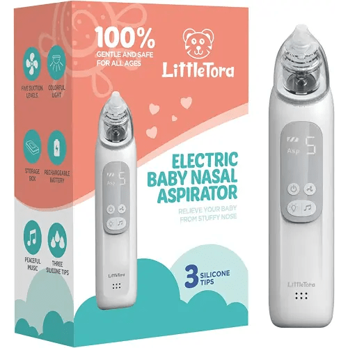 LittleTora Baby Nasal Aspirator - Rechargeable Electric Nose Sucker Baby Nose Cleaner - Toddlers Booger Mucus Sucker - Baby Vac Nasal Aspirator - Infant Booger Suction Removal Device