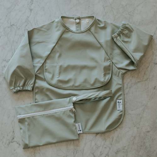 Bavoir Manches Longues Pochette intégrée 6-24mois - Sauge