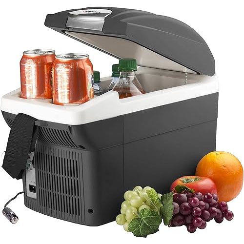 Wagan EL6206 12V 6 Quart Personal Thermoelectric, 6 Liter Capacity, Portable Electric Cooler Warmer with 12/24V DC, Small Fridge for Car, RV, and Camping Use, UL Listed