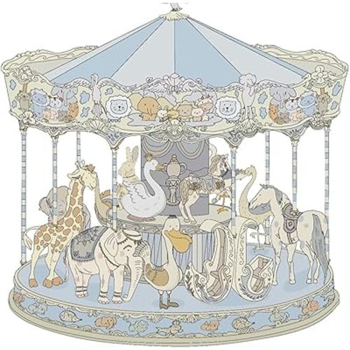 New Carousel Swaddles Soft Baby Muslin Swaddle Blanket (Carousel Blue)