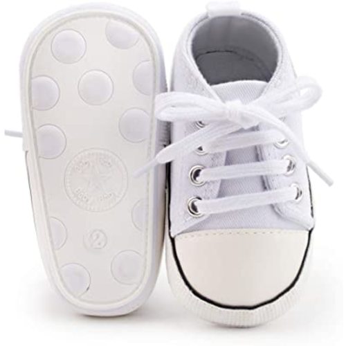 KIDSUN Unisex Baby Boys Girls High Top Sneaker Soft Anti-Slip Sole Newborn Infant First Walkers Canvas Denim Shoes