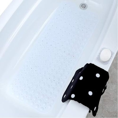 Extra Long Vinyl Bath Mat - White