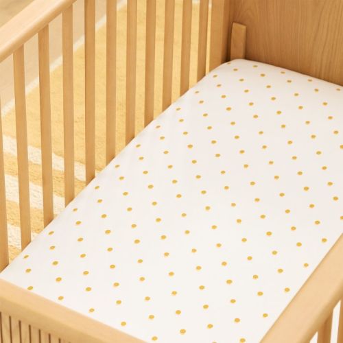 Organic Shadow Dot Crib Fitted Sheet (Yellow)