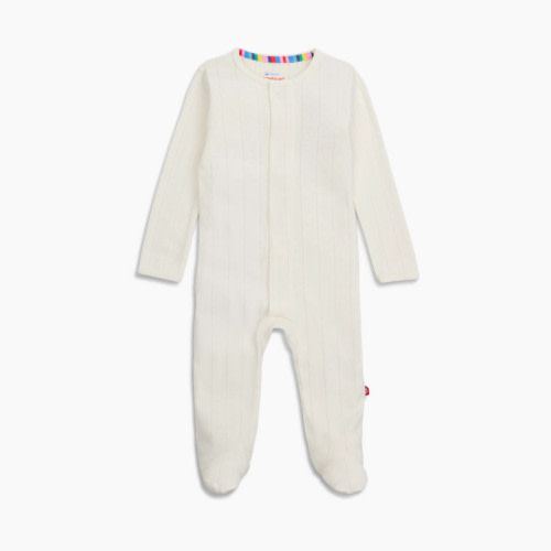Magnetic Me Pointelle Organic Cotton Footie - White, 0-3 M