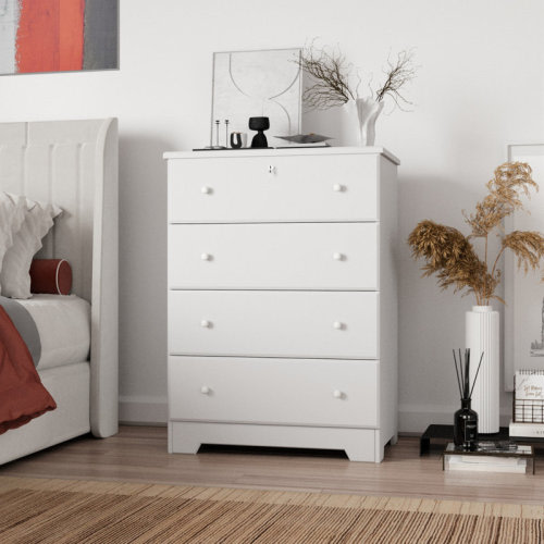Winston Porter Raiqa 4 Drawer Solid Wood Chest, Dresser & Reviews | Wayfair