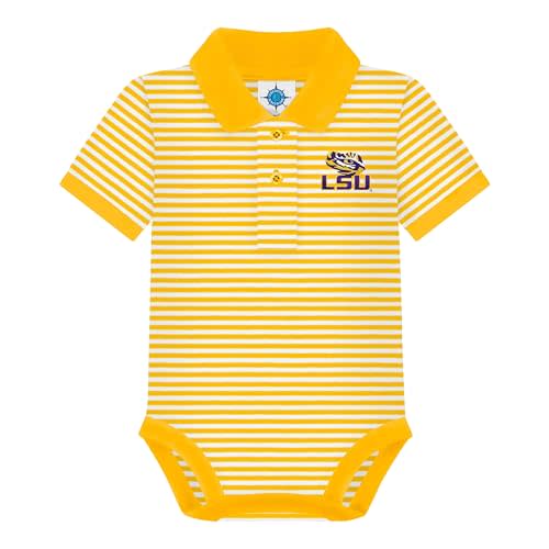 Creative Knitwear College Baby Striped Polo Bodysuit - Team Logo, Multiple Colors, for Boys & Girls (0-12 Months)