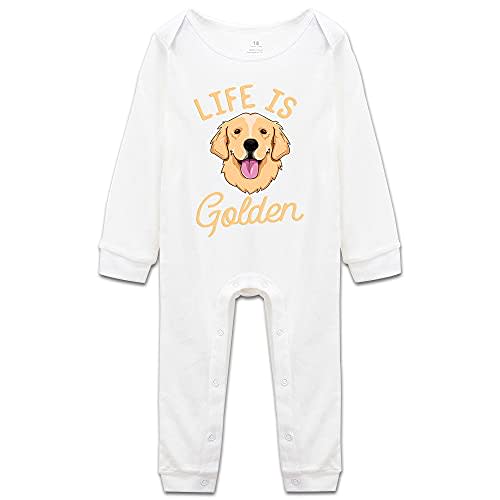 DOQOSESHY Life is Golden(Golden Retriever) Infant Short Sleeve Cotton Bodysuit/Long Sleeve Romper/Sleeveless Jumpsuit