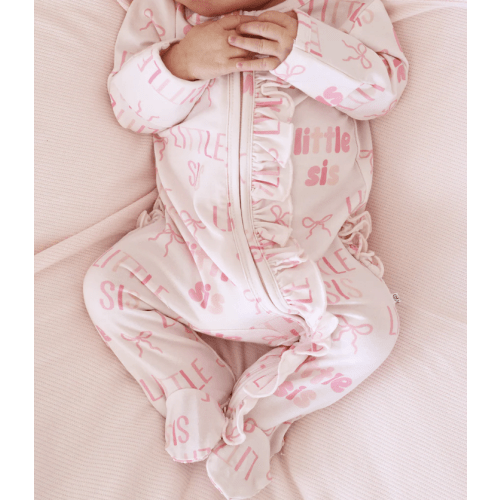 Ruffle Zipper Footie | Little Sis