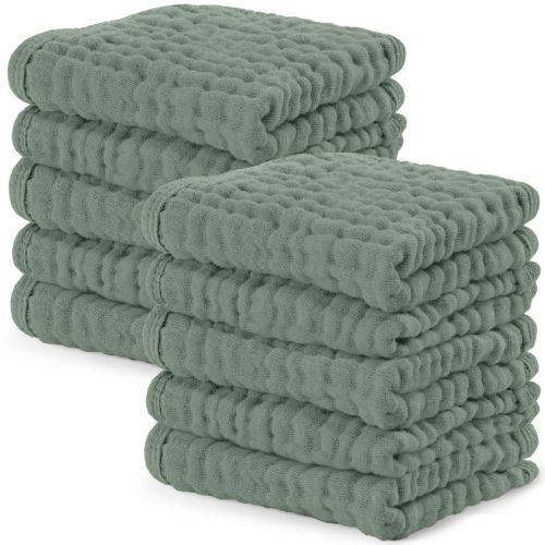 Baby Washcloths Muslin Cotton, Large 10”x10” by Comfy Cubs
