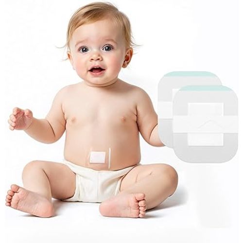 Baby Waterproof Umbilical Cord Stickers (15pcs), Navel Patches for Infants with Protruding Belly Buttons, Soft Cotton Hernia Pads, Baby Colic and Gas Relief Wrap 2.2 * 2.7Inch