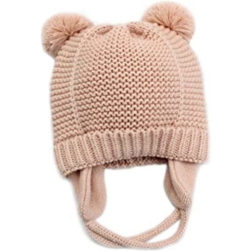 Baby Beanie Earflaps Hat - Infant Toddler Girls Boys Soft Warm Knit Hat Kids Winter Hat with Fleece Lining