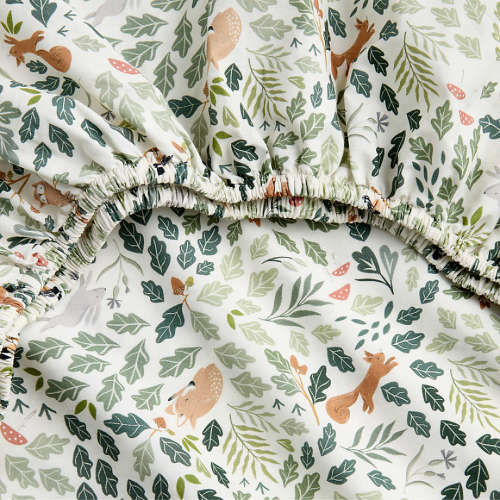Forest Friends Embroidered Organic Cotton Baby Crib Fitted Sheet