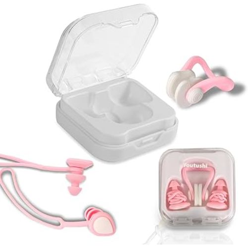 Ear Plugs for Swimming Ear Plugs Noise Cancelling Earplugs Swimming Nose Clip Waterproof Swimming Pool Ear Plugs Nose Clip Suitable for Diving Surfing and Other Water Sports with Storage Box