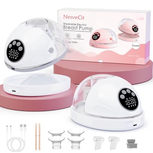 Heated Electric Breast Pump Hands Free, Wearable Breastfeeding Pump with Voice Reminder & Auto-Stop Fuction, 6 Modes/12 Levels Hospital Grade Suction with Flange Sizes 19/21/24mm, 2 Pack White