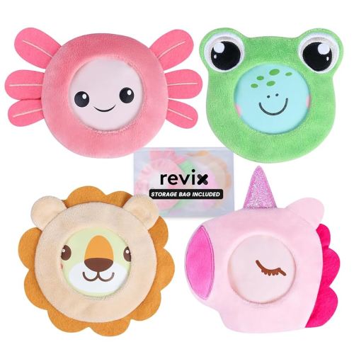 REVIX Kids Ice Packs - Reusable Gel Cold Packs for Toddlers and Babies, Soft Cloth Covers with 4 Cute Animal Designs, Hot & Cold Compress for Comfort, Soothing, Relaxation, and Everyday Bumps