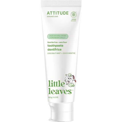 ATTITUDE Fluoride-Free Toothpaste, Plant- and Mineral-Based Ingredients, Vegan, Cruelty-Free and Sugar-Free, Coconut and Mint 4.2 Oz