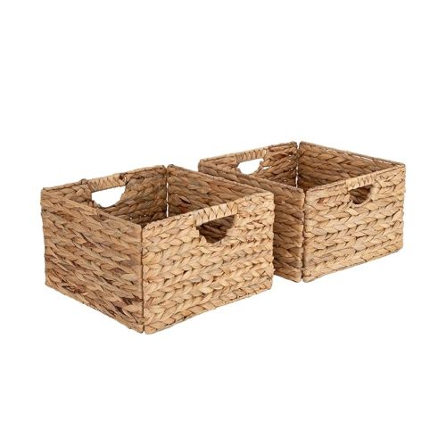 Seville Classics Handwoven Baskets 2-Pack (Natural Water Hyacinth, Rectangular)
