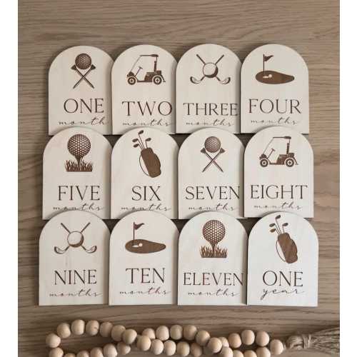Monthly milestones golf baby boy golf decor golfer baby photo prop golf baby milestone cards wooden baby shower gift golf decor golf nursery
