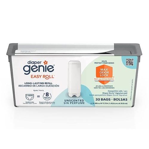 Diaper Genie Easy Roll Refill with 30 Bags | Lasts Up to 8 Months or Holds Up to 1410 Newborn Diapers Per Refill - 30 Count (Pack of 1)