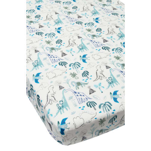 Muslin Fitted Crib Sheet - Dinosaurs