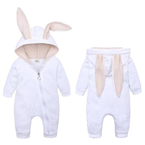 QIAONIUNIU My First Easter Outfit, Baby Girl or Boy Bunny Costume, Infants Rabbit Cosplay Romper