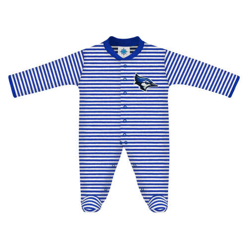 Creighton Bluejays Striped Footed Romper | College Baby