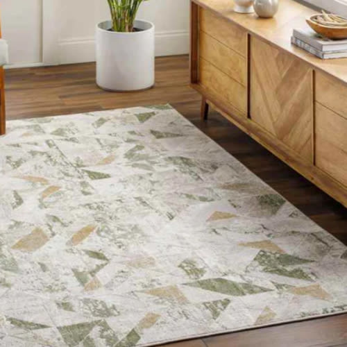 Adrion Modern Moss/Ivory Area Rug 6’7 X 9’