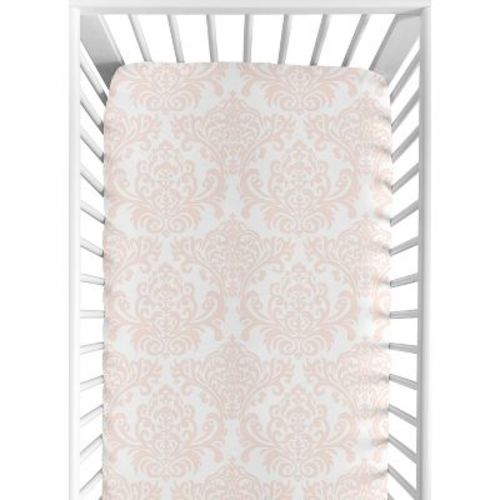 Sweet Jojo Designs Girl Baby Fitted Crib Sheet Amelia Pink and White