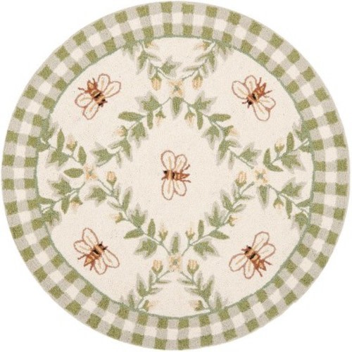 Chelsea HK55 Hand Hooked Area Rug  - Safavieh, Color: Ivory/green, Size: 3' round