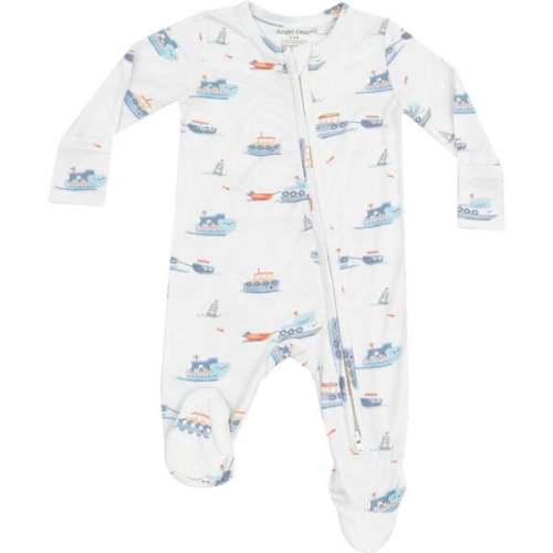 2 Way Zipper Footie, Bubbly Tugboats - Angel Dear | Maisonette