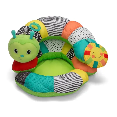 Infantino Prop-A-Pillar Tummy Time & Seated Support, Baby Floor Seat for Tummy Time & Early Sitting, Soft, Supportive, Engaging Toys, Caterpillar
