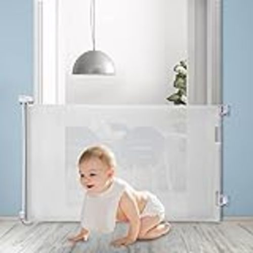Amazon.com: Perma Child Safety Indoor/Outdoor Retractable Baby Gate 33" Tall, Extends to 55" Wide, White : Baby