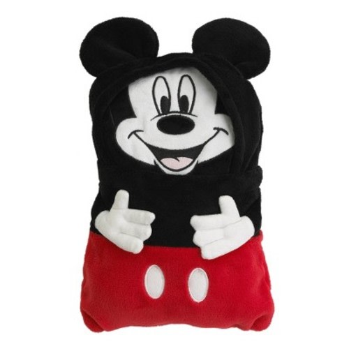 NoJo Disney Mickey Mouse Funhouse Crew Black and Red Super Soft Plush Character Toddler Blanket