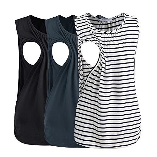 Smallshow Women's Maternity Nursing Tank Tops Breastfeeding Clothes 3-Pack