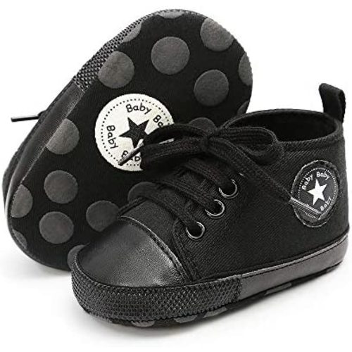 KIDSUN Unisex Baby Boy Girl Canvas Sneaker Soft Sole Infant Lace up Newborn Ankle Toddler First Walkers Crib Shoes