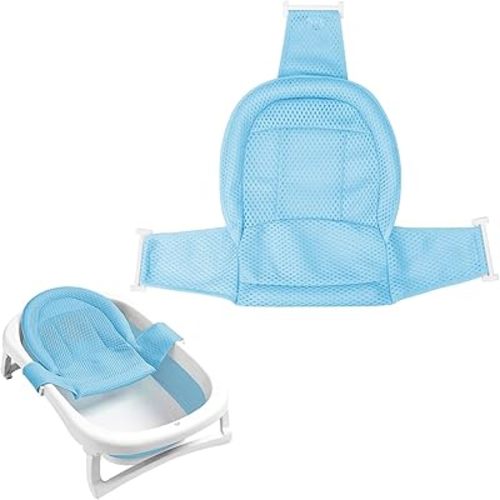 Colorlife Baby Bath Seat Support Net Infant Bathing Seat Support Mat, Adjustable Comfortable Non-Slip Three-Pointed Baby Shower Net Bathtub Sit Up Mesh for Newborn 0-12 Months-Blue(No Bathtub)