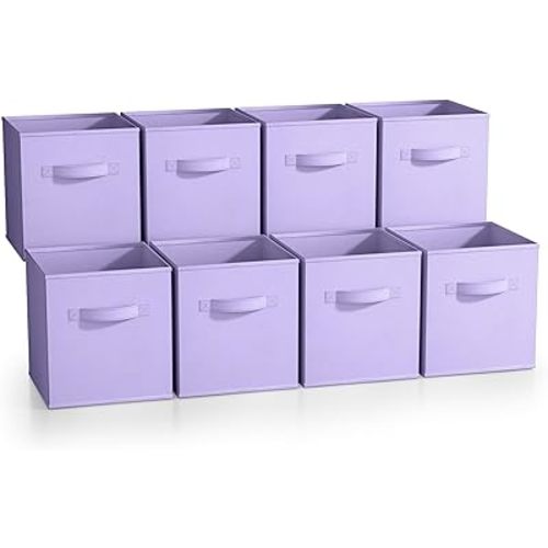 Sorbus Fabric Storage Cubes - 8 Foldable Storage Bins for Organizing Pantry, Cubbies, Toy Box - Clothes Storage & Closet Organizer - 11 Inch Collapsible Cube Baskets for Shelves with Handle
