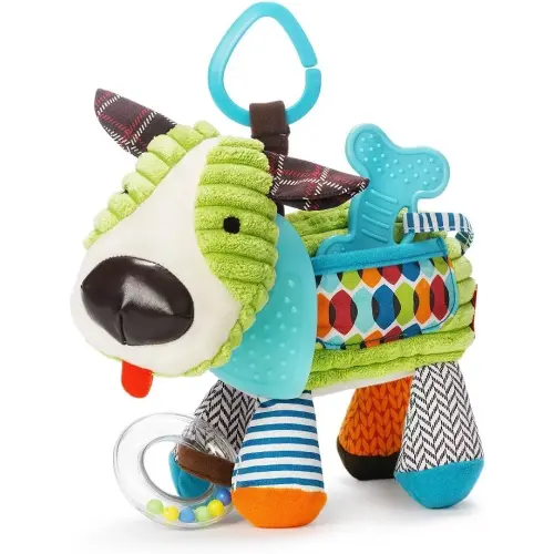 Skip Hop Bandana Buddies Baby Activity and Teething Toy with Multi-Sensory Rattle and Textures, Puppy