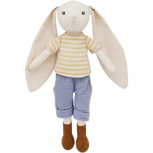 15" Bunny Stuffed Animals for Baby, Plush Toy Doll -Wearing Striped T-Shirt and Pants,Cute Doll Set Dress Up for 3 4 5 Year Old Girl - Gift for Birthday